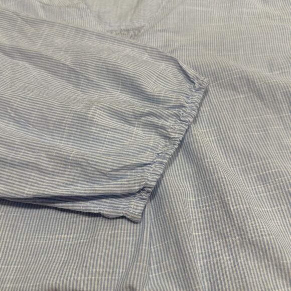 CROFT & BARROW Blue White STRIPE 3/4 SLEEVE SCALLOP HEM TOP SIZE 3x Embroidered - Picture 7 of 11